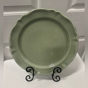 Varages France 12” Charger Plate Green Scalloped Rim Made in France